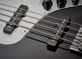 Roundwound strings on a bass