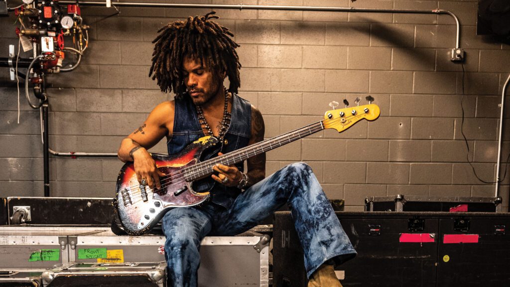 Lenny Kravitz playing bass